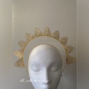 Handmade headband in gold, made by me.